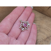 Echt zilveren lotus hanger met Robijn